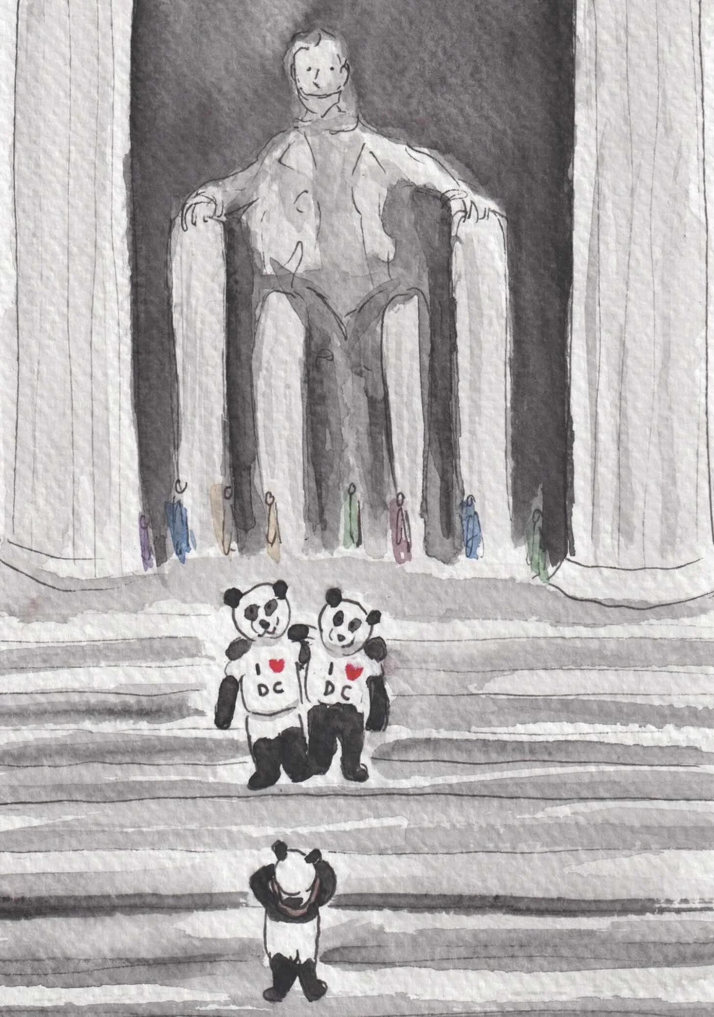 【サイン写真(4)】アルマゲドン Pandas at the Lincoln Memorial — Alexandra Schmeling Fine Art